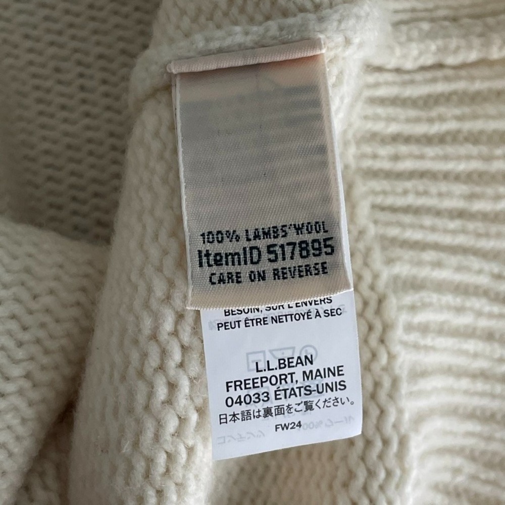 L.L. Bean 100% Lambswool Fair Isle Sweater XS Nordic Yoke Cream Brown - Picture 3 of 6